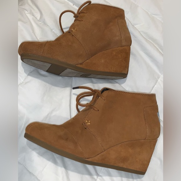 TOMS Suede wedge ankle boots booties women’s size 7.5 - Picture 10 of 13